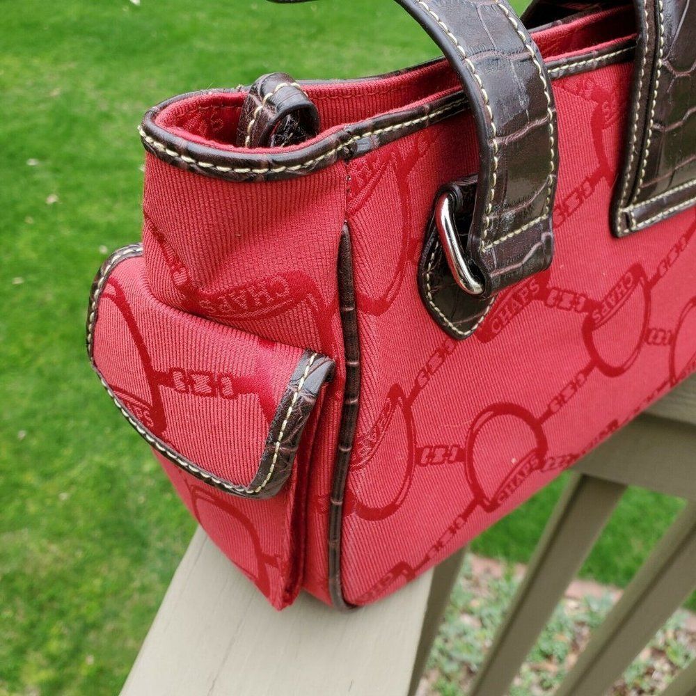 NEW Chaps Stirrup Bridle Buckle Newbury Street Red Style 50617 CP Purse Handbag - Picture 5 of 10